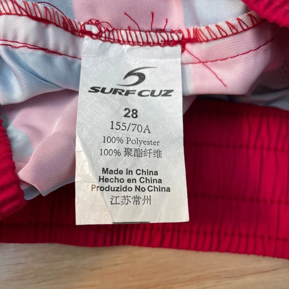SurfCuz Womens Board Shorts Multi Color Geometric Block Swim Shorts‎ Size 28 NEW
